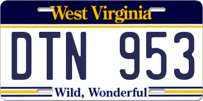 WV license plate DTN953