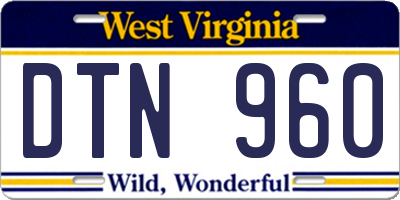 WV license plate DTN960