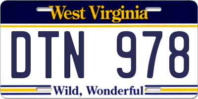 WV license plate DTN978