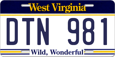 WV license plate DTN981