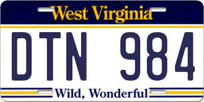 WV license plate DTN984