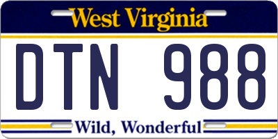 WV license plate DTN988