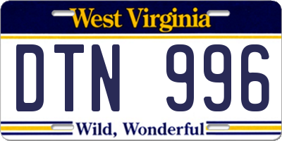 WV license plate DTN996