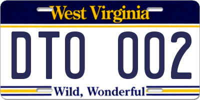 WV license plate DTO002