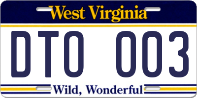 WV license plate DTO003