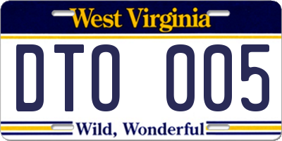 WV license plate DTO005