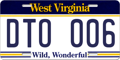 WV license plate DTO006