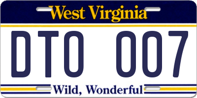 WV license plate DTO007
