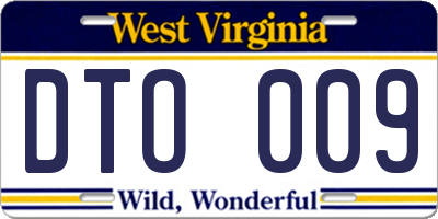 WV license plate DTO009