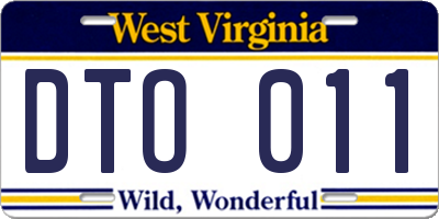 WV license plate DTO011