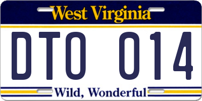 WV license plate DTO014