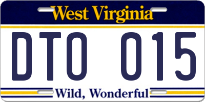 WV license plate DTO015