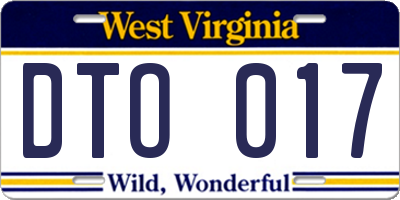 WV license plate DTO017