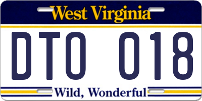 WV license plate DTO018