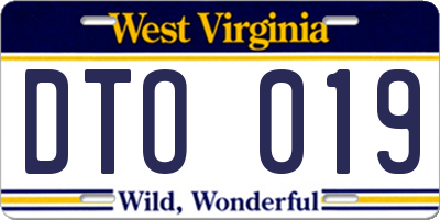 WV license plate DTO019