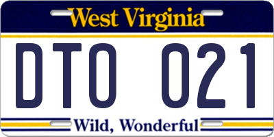 WV license plate DTO021
