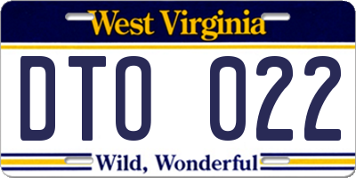 WV license plate DTO022