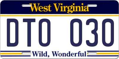 WV license plate DTO030