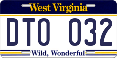 WV license plate DTO032