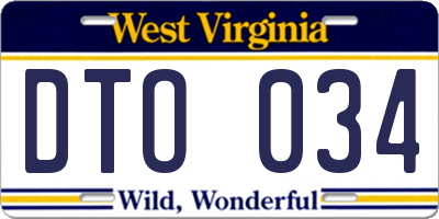 WV license plate DTO034