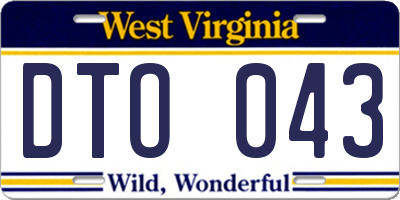 WV license plate DTO043