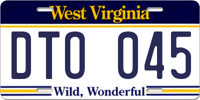WV license plate DTO045