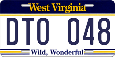 WV license plate DTO048