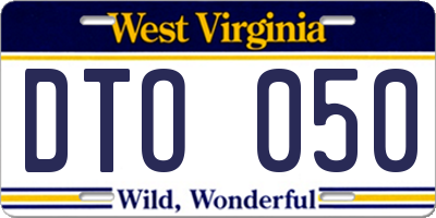 WV license plate DTO050