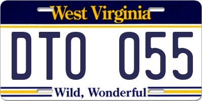 WV license plate DTO055