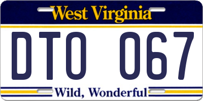 WV license plate DTO067