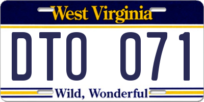 WV license plate DTO071