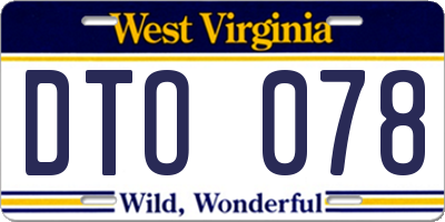WV license plate DTO078