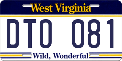 WV license plate DTO081
