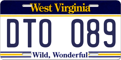 WV license plate DTO089