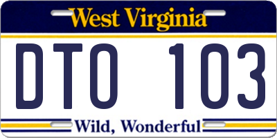 WV license plate DTO103