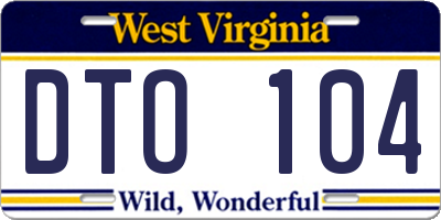 WV license plate DTO104