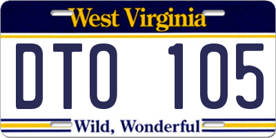 WV license plate DTO105