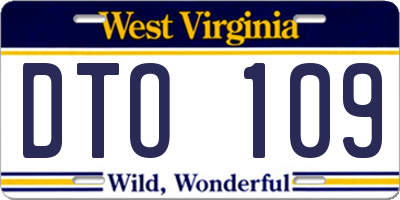 WV license plate DTO109