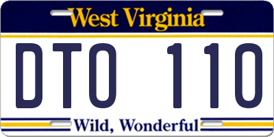 WV license plate DTO110