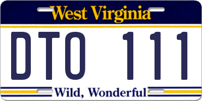 WV license plate DTO111