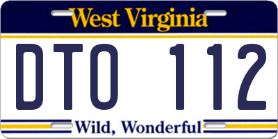WV license plate DTO112