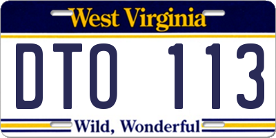 WV license plate DTO113