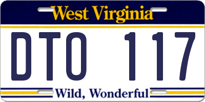 WV license plate DTO117