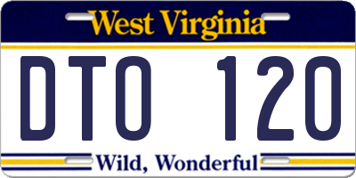 WV license plate DTO120