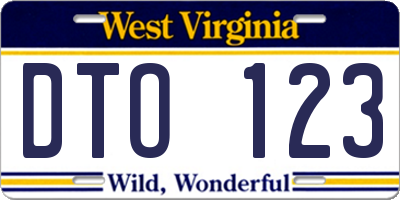 WV license plate DTO123