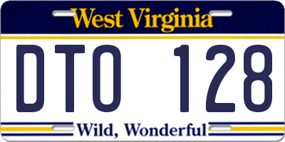 WV license plate DTO128