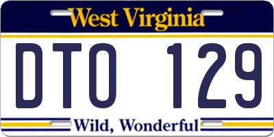 WV license plate DTO129