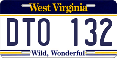 WV license plate DTO132