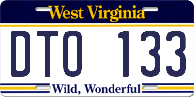 WV license plate DTO133
