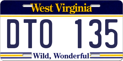 WV license plate DTO135